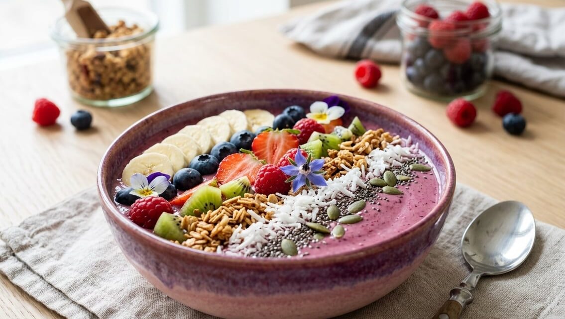 Smoothie bowl – nem opskrift og idéer til topping